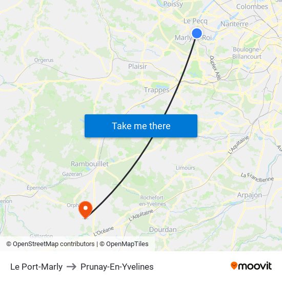 Le Port-Marly to Prunay-En-Yvelines map