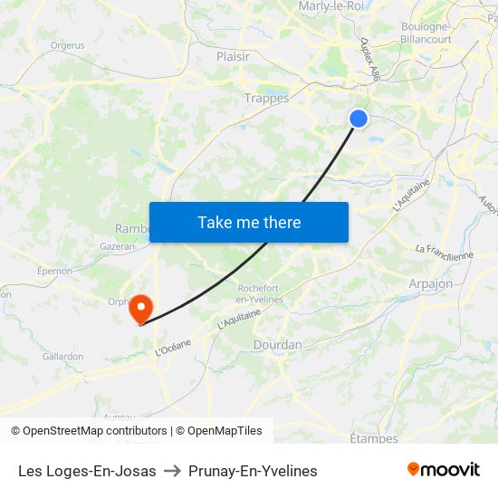 Les Loges-En-Josas to Prunay-En-Yvelines map