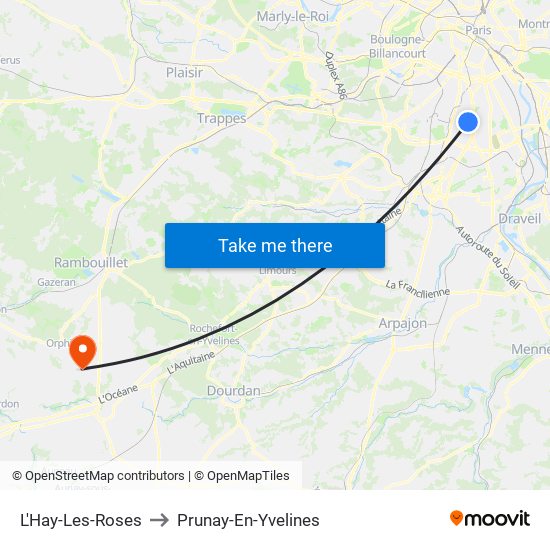 L'Hay-Les-Roses to Prunay-En-Yvelines map