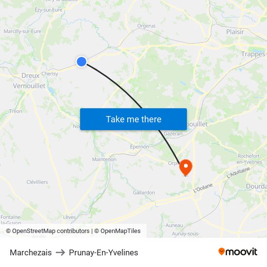 Marchezais to Prunay-En-Yvelines map