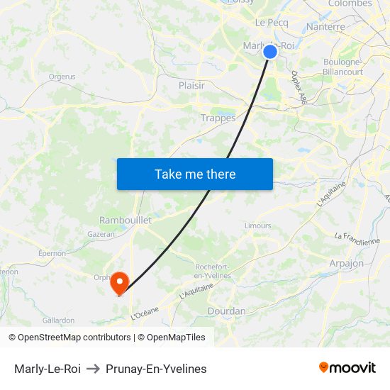Marly-Le-Roi to Prunay-En-Yvelines map