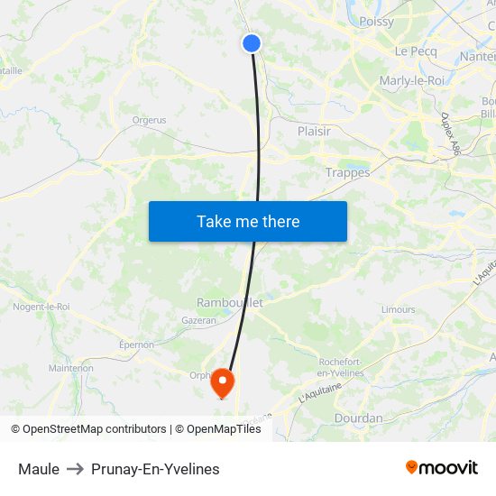Maule to Prunay-En-Yvelines map