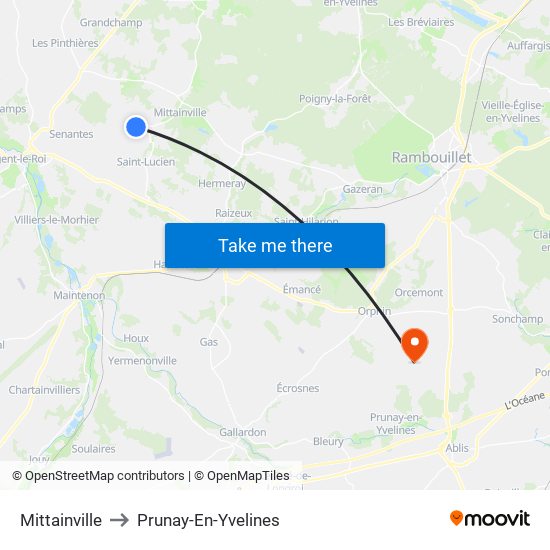 Mittainville to Prunay-En-Yvelines map