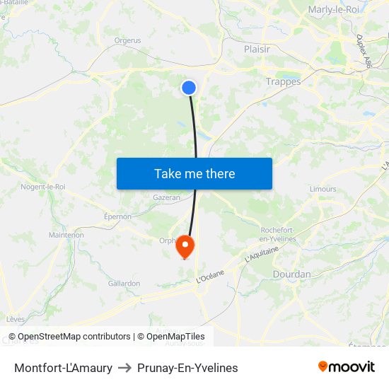Montfort-L'Amaury to Prunay-En-Yvelines map