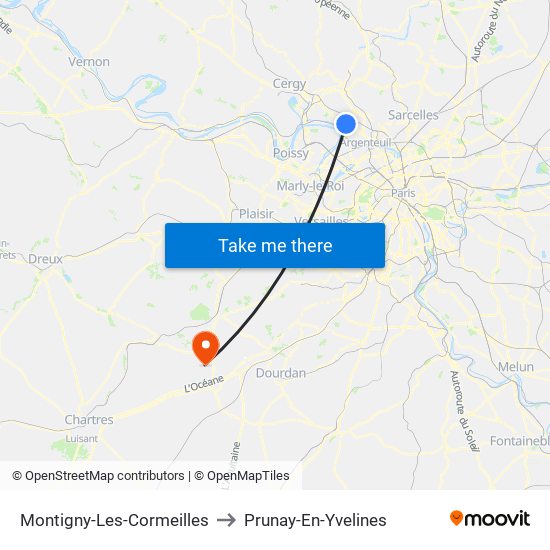 Montigny-Les-Cormeilles to Prunay-En-Yvelines map