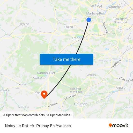 Noisy-Le-Roi to Prunay-En-Yvelines map