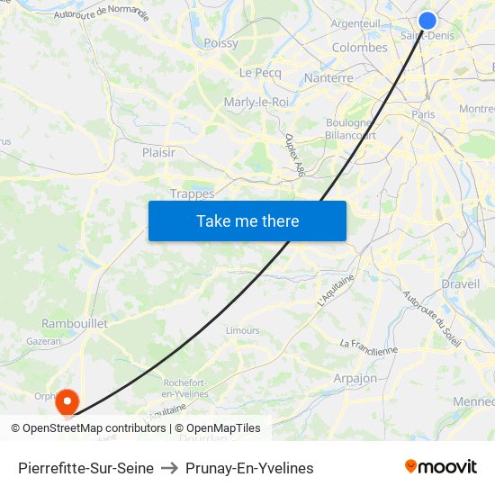 Pierrefitte-Sur-Seine to Prunay-En-Yvelines map