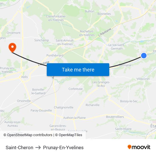 Saint-Cheron to Prunay-En-Yvelines map