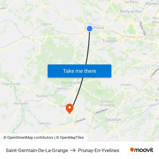 Saint-Germain-De-La-Grange to Prunay-En-Yvelines map