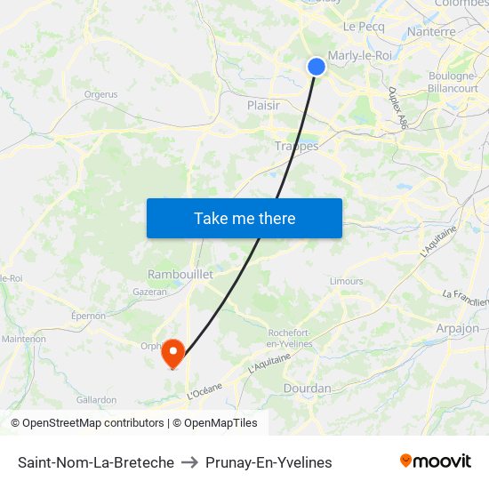 Saint-Nom-La-Breteche to Prunay-En-Yvelines map