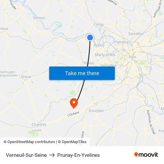 Verneuil-Sur-Seine to Prunay-En-Yvelines map