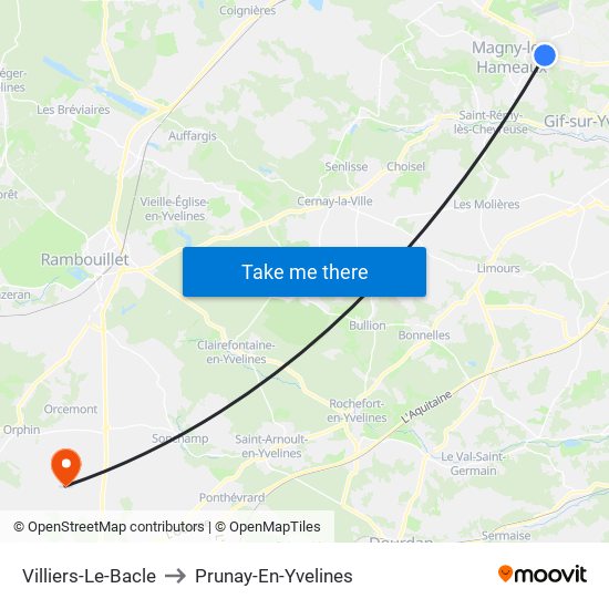 Villiers-Le-Bacle to Prunay-En-Yvelines map