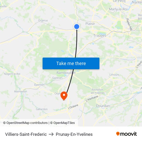 Villiers-Saint-Frederic to Prunay-En-Yvelines map