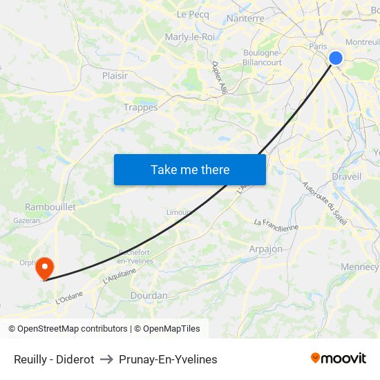 Reuilly - Diderot to Prunay-En-Yvelines map
