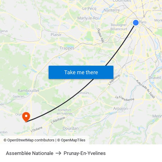 Assemblée Nationale to Prunay-En-Yvelines map
