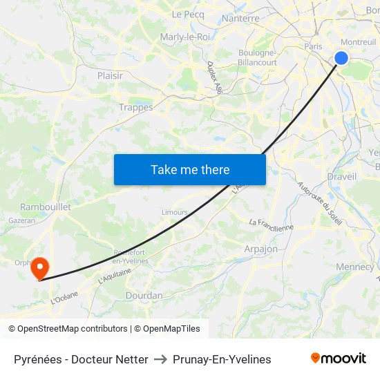 Pyrénées - Docteur Netter to Prunay-En-Yvelines map