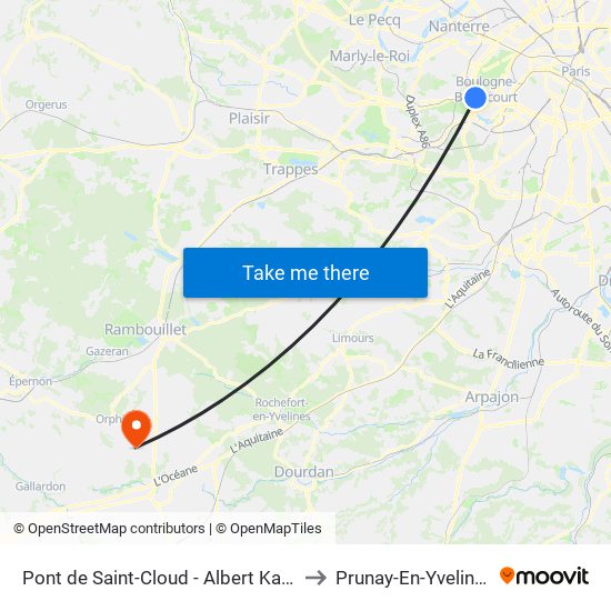 Pont de Saint-Cloud - Albert Kahn to Prunay-En-Yvelines map