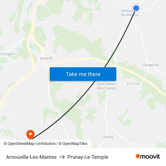Arnouville-Les-Mantes to Prunay-Le-Temple map