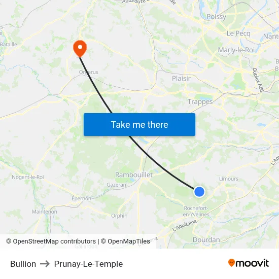 Bullion to Prunay-Le-Temple map