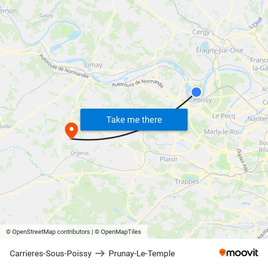 Carrieres-Sous-Poissy to Prunay-Le-Temple map