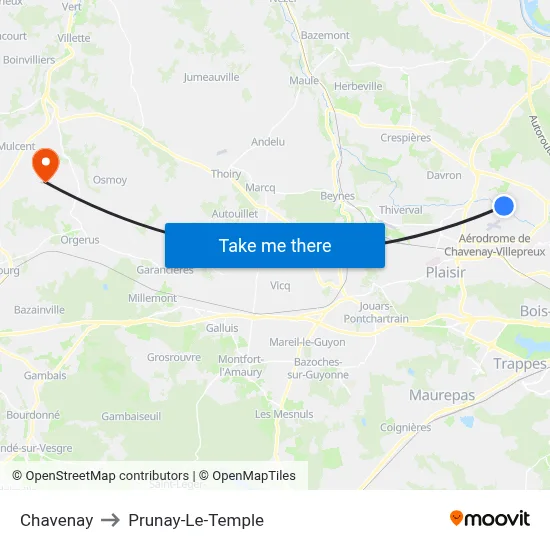 Chavenay to Prunay-Le-Temple map