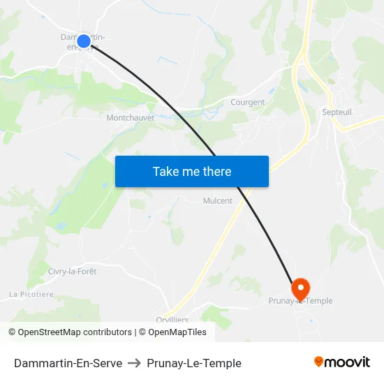 Dammartin-En-Serve to Prunay-Le-Temple map