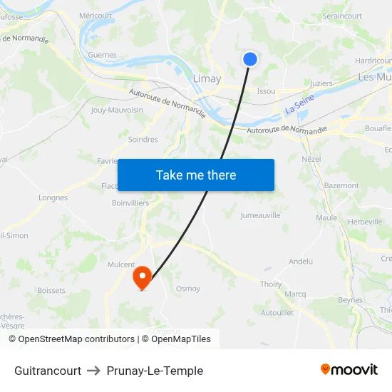 Guitrancourt to Prunay-Le-Temple map