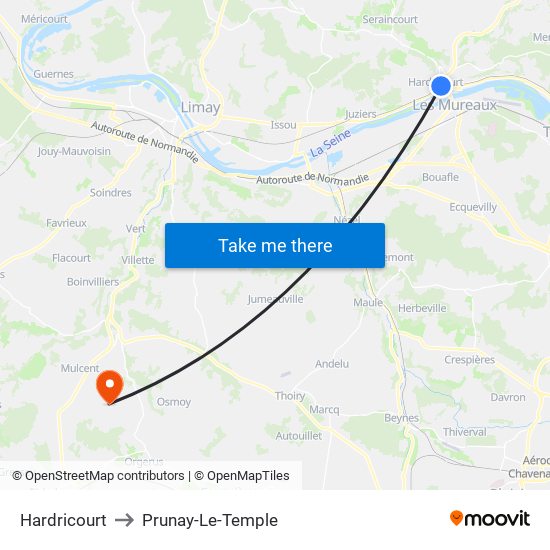 Hardricourt to Prunay-Le-Temple map