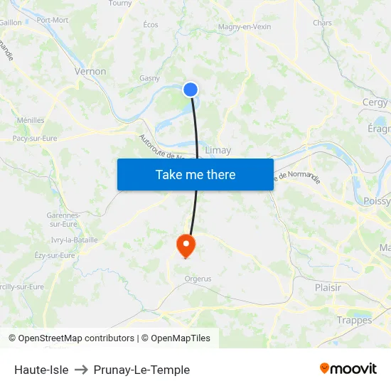 Haute-Isle to Prunay-Le-Temple map