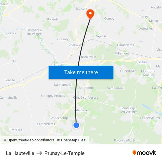 La Hauteville to Prunay-Le-Temple map