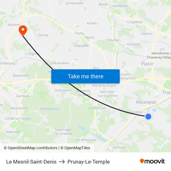Le Mesnil-Saint-Denis to Prunay-Le-Temple map