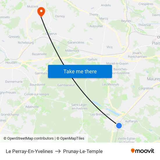 Le Perray-En-Yvelines to Prunay-Le-Temple map