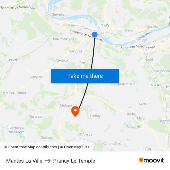 Mantes-La-Ville to Prunay-Le-Temple map