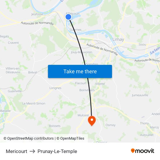 Mericourt to Prunay-Le-Temple map