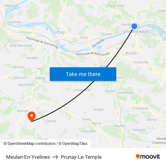 Meulan-En-Yvelines to Prunay-Le-Temple map