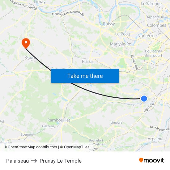 Palaiseau to Prunay-Le-Temple map