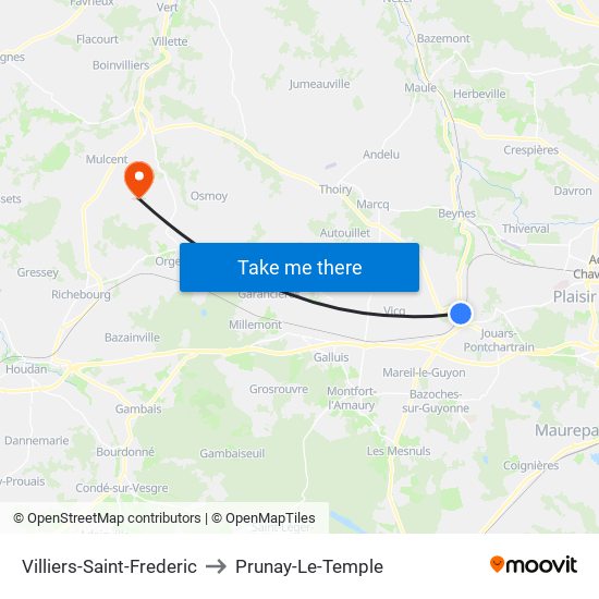 Villiers-Saint-Frederic to Prunay-Le-Temple map