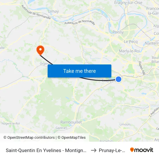 Saint-Quentin En Yvelines - Montigny-Le-Bretonneux to Prunay-Le-Temple map