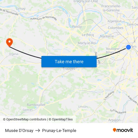 Musée D'Orsay to Prunay-Le-Temple map