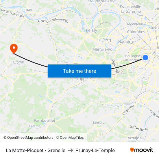 La Motte-Picquet - Grenelle to Prunay-Le-Temple map