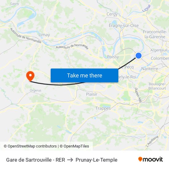 Gare de Sartrouville - RER to Prunay-Le-Temple map