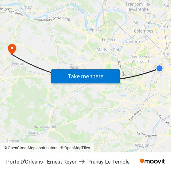 Porte D'Orléans - Ernest Reyer to Prunay-Le-Temple map
