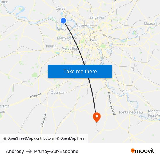 Andresy to Prunay-Sur-Essonne map