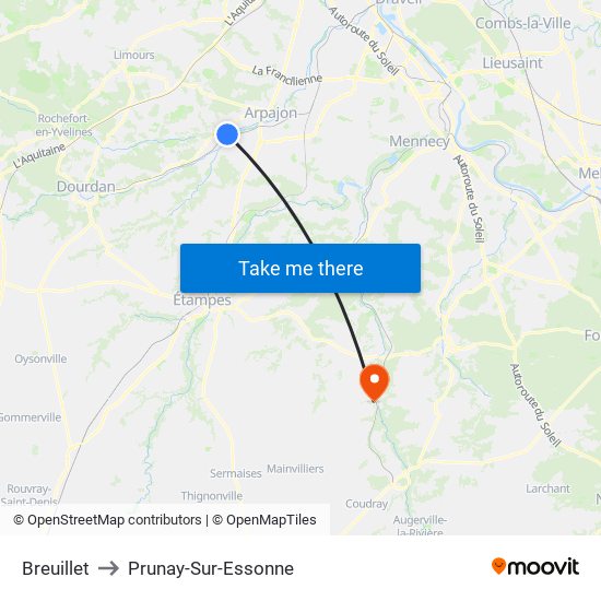Breuillet to Prunay-Sur-Essonne map