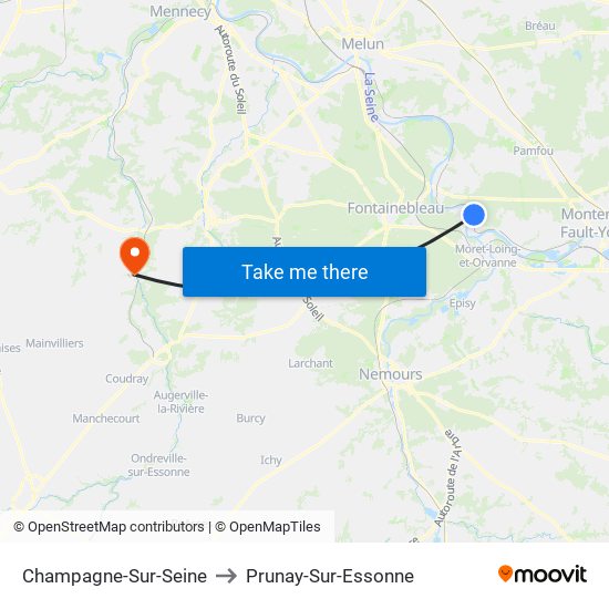 Champagne-Sur-Seine to Prunay-Sur-Essonne map
