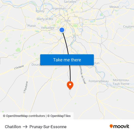 Chatillon to Prunay-Sur-Essonne map