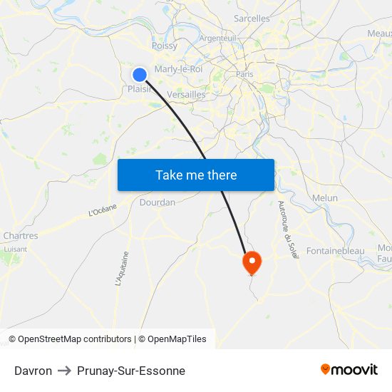 Davron to Prunay-Sur-Essonne map