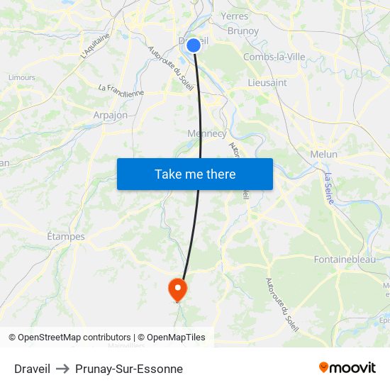 Draveil to Prunay-Sur-Essonne map
