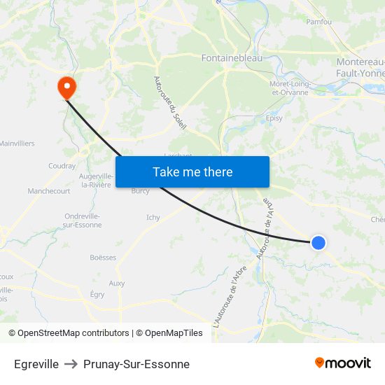 Egreville to Prunay-Sur-Essonne map