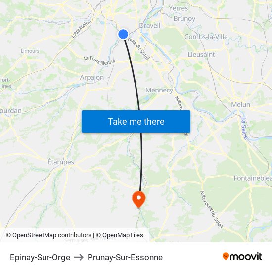 Epinay-Sur-Orge to Prunay-Sur-Essonne map